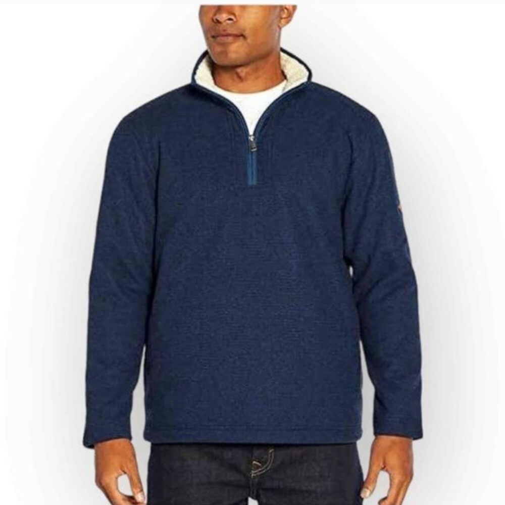 ORVIS Sherpa Lined Faux Shearling 1/4 Zip Pullover Sweater Men's Size Large
